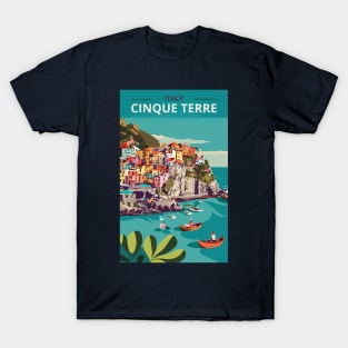 A Vintage Travel Art of Cinque Terre - Italy T-Shirt